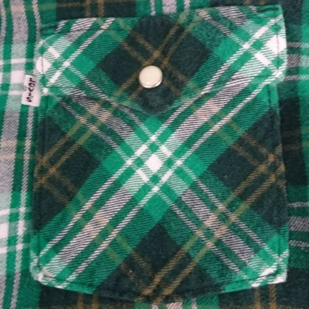 Western Levis Pearl Snap Green/Black Medium